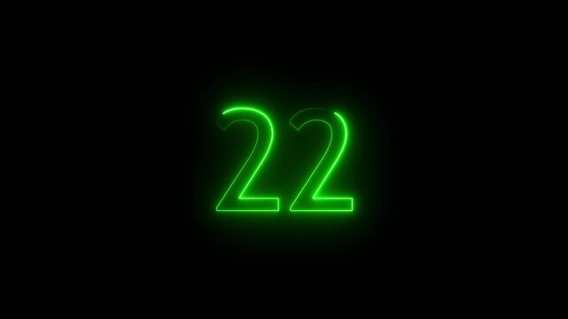 Number 22 text icon animation anniversary modern neon number score screen template sign symbol shiny text signs symbol technology abstract animation, 4k video