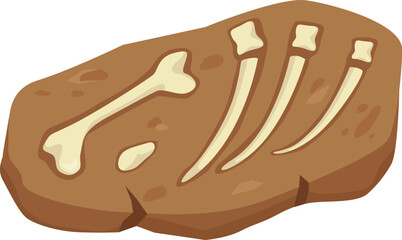 Fossilized animal bones remaining in brown rock