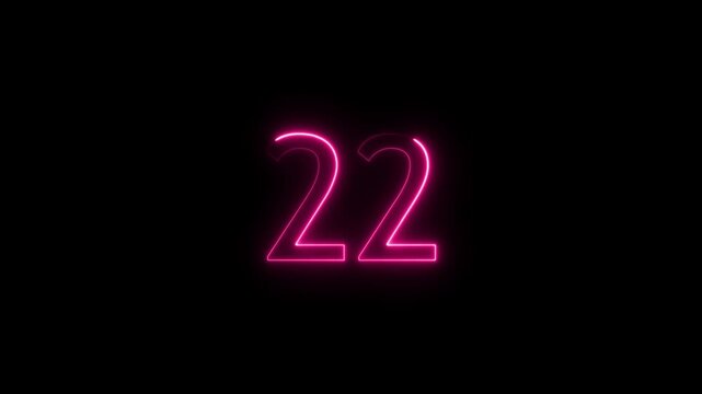 Number 22 text icon animation anniversary modern neon number score screen template sign symbol shiny text signs symbol technology abstract animation, 4k video