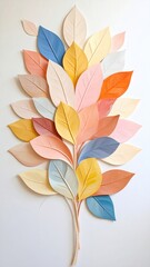 Colorful paper leaves sprout upward