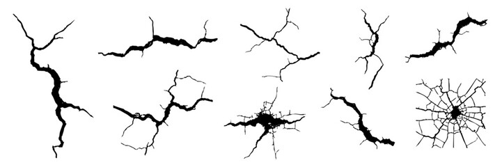 set of cracks isolated on white