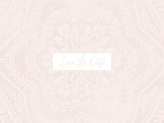 A light pink patterned background with the text 