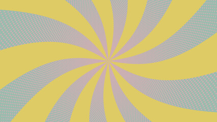 Illustration with yellow swirling concentric lines and halftone dots with gradation as background