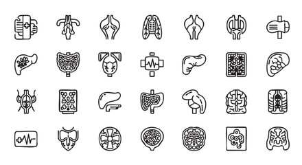 Human organ vector icons line art for medical design resources