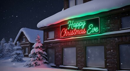 Happy christmas eve winter snow scene holiday season festive celebration christmas lights christmas tree