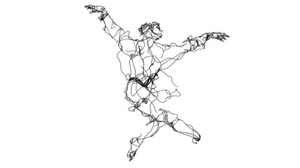 A singular line drawing of a dancer mid-leap, capturing motion and grace