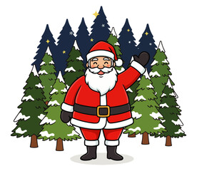 santa claus with christmas tree