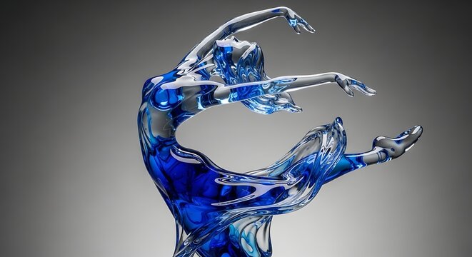 Water dancer sculpture art glass ballet liquid motion fluid graceful artistic design blue clear