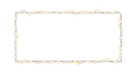 Rectangular frame decorated with string lights on a white background