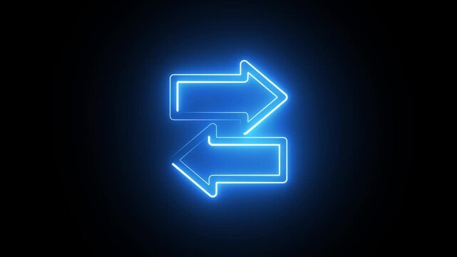 Glowing Blue Neon Exchange Arrows Animation Loop