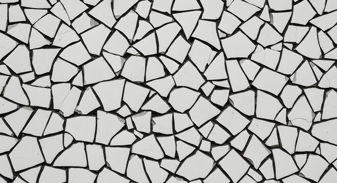 White broken tiles background texture pattern surface ceramic mosaic design abstract decorative wall art