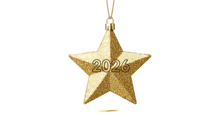 Fototapeta premium A golden star christmas ornament with the year two thousand twenty six