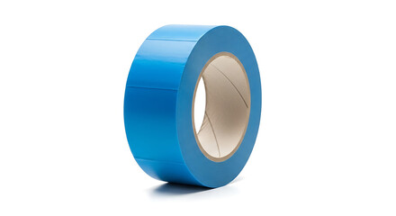 A vibrant blue roll of all-purpose adhesive tape for sealing, packing, and repairs, isolated on a seamless white background