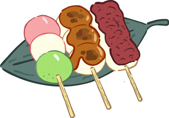 Hanami dango three-color skewers illustration