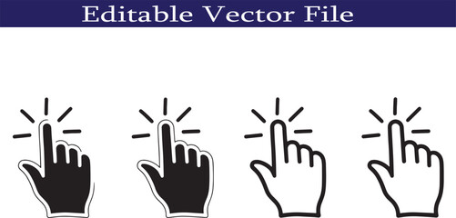 Clicking Hand Icon Set for UI and UX Design Representing Website Navigation and User Interaction Emphasizing Call to Action and Accessibility