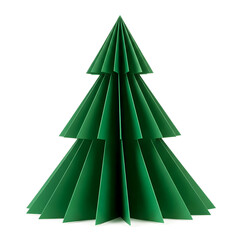 Green, abstract, and paper origami Christmas tree vector illustrations for holiday cards and winter celebration design
