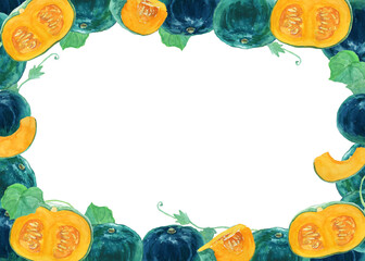 水彩絵の具で描いた手描きのかぼちゃ背景