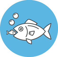 Big fish eating small fish representing predation and the food chain in the ocean.