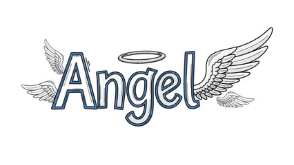 Angel Word Art with Wings and Halo - Creative Design Element