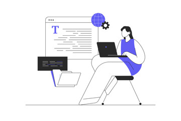 Web scraping concept. Technology for collecting data from web pages. Extracting content and data from websites in different formats. Flat Cartoon Vector Illustration, icon Stylish abstract design web