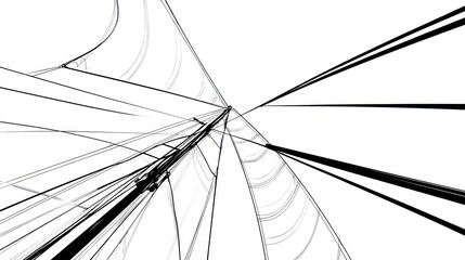 Fototapeta premium Graphic black and white abstract artwork. Lines converge, creating depth and dynamic patterns