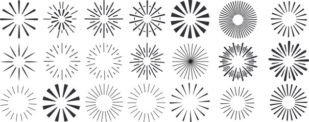Collection of Black Sunburst and Starburst Graphics