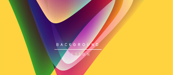 Abstract colorful design. Dynamic curves create vibrant visual impact. Yellow backdrop enhances flowing shapes, modern aesthetic.
