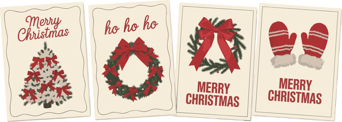 Vintage Christmas Cards with Festive Illustrations