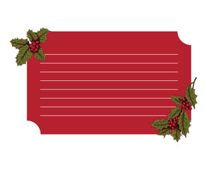 Christmas Holly Lined Message Card