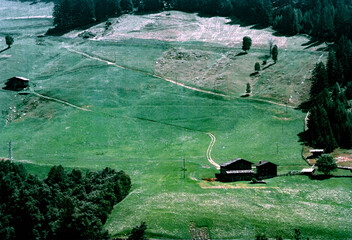 Mountain landscape along the road to Monte Giovo Pass, Bolzano province, Italy, at summer