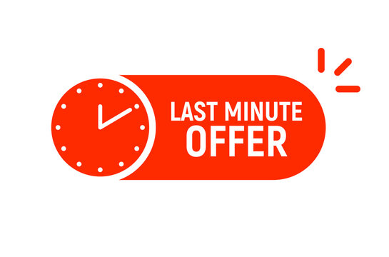 Offer last minute discount urgency clock icon sale promotion deal limited time countdown marketing alert banner advertising symbol
