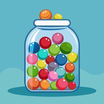 A whimsical jar filled with colorful gumballs, a delightful treat that brings joy to any occasion, perfect for candy lovers and those seeking a burst of sugary fun