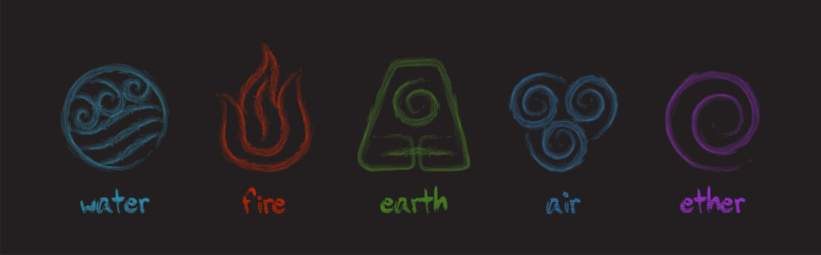 Five Elements Brush Textured Symbols