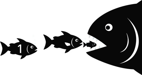 Fototapeta premium Fish eating other fish a visual representation of the food chain and hierarchy.