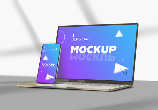 Macbook And Smartphone Mockup Design