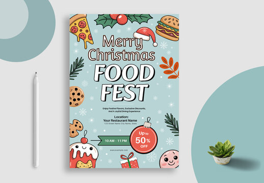 Modern Merry Christmas Food Discount Flyer