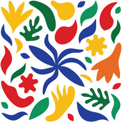 Hand-Drawn Colorful Matisse Pattern Abstract Design Vector