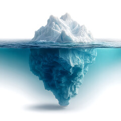 Obraz premium Iceberg floating in the ocean, most of it hidden underwater isolated on white background