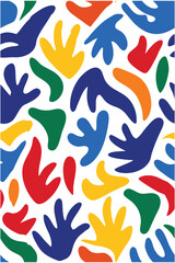 Hand-Drawn Colorful Matisse Pattern Abstract Design Vector