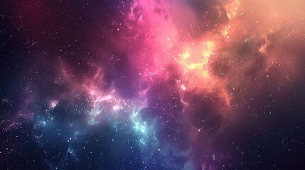 Fototapeta premium Stellar cloud abstract with soft cosmic dust, glowing haze and radiant nebula colors. Dream-like artistic space background for digital projects, branding and creative visuals