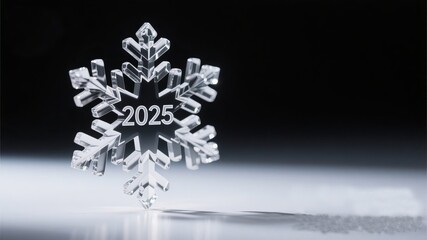 Elegant crystal snowflake with 2025 year displayed for modern festive holiday season