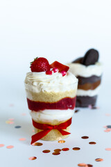 handmade dessert with strawberries and cookies