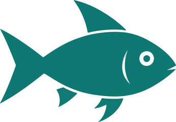 Simple teal fish illustration showcasing aquatic life and ocean creatures in a minimalist design.