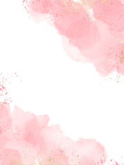 Pastel pink watercolor abstract background. wedding invitation designs or card templates for greetings or invitations on valentines Day. watercolor paint brush glitter gold for wedding elements.