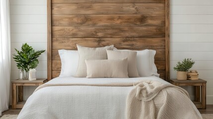 Elegant rustic bedroom with reclaimed wood furniture, a compact baby bed, and soft neutral colors for a cozy space