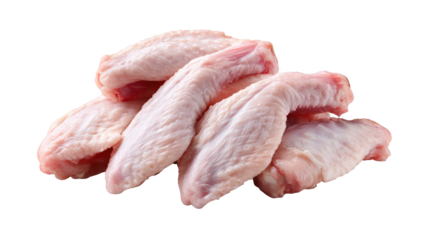 Raw chicken pile displayed on dark background uncooked poultry pieces arranged on deep black surface
