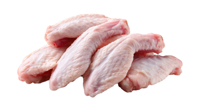 Raw chicken pile displayed on dark background uncooked poultry pieces arranged on deep black surface