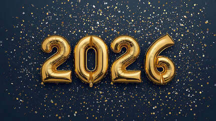 Golden 2026 balloons celebrate the New Year