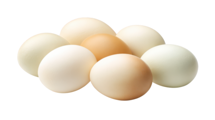 Eggs fill container with varied brown and white shells numerous eggs show natural variations in color and size