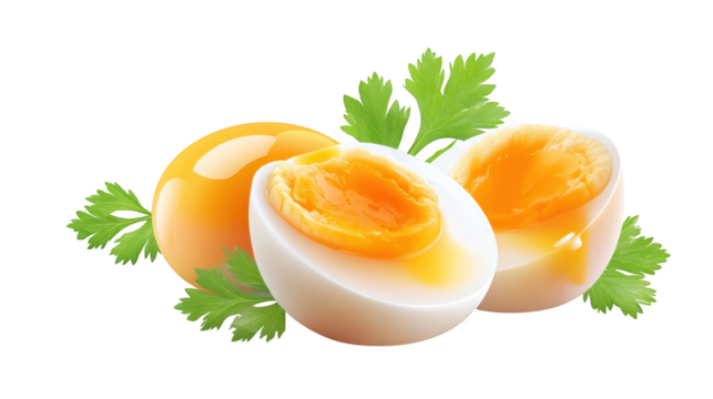 Egg halves garnished with fresh parsley cooked egg halves display delicate herb garnish